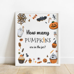 Halloween Babydusche schätzt wie viele Kürbis Poster