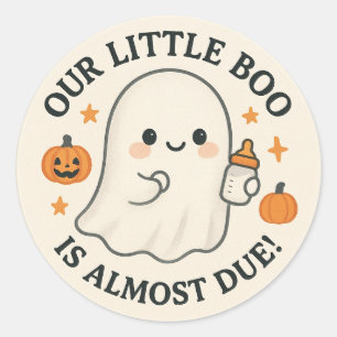 Halloween Babydusche unser kleiner Boo ist fast fä Runder Aufkleber
