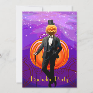 Halloween Bachelor Party mit Kürbisgroom Einladung