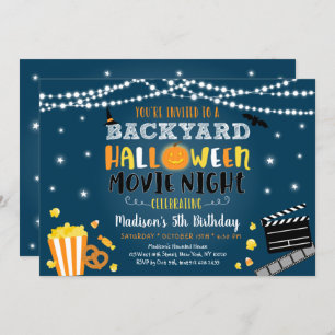 Halloween Backyard Movie Night Geburtstag Einladun Einladung