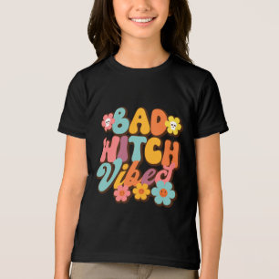 Halloween Bad Witch Vibes Retro Groovy Typografie Tri-Blend Shirt