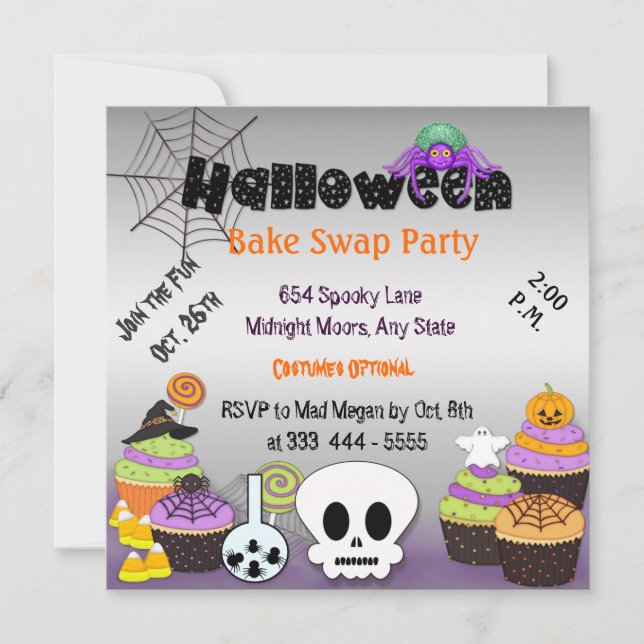 Halloween-Bake-Swap-Party Einladung (Vorderseite)