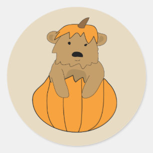 Halloween-Bär im Kürbis Runder Aufkleber