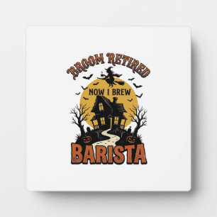 Halloween-Barista-Shirt Lustiger Hexe-Kaffee-Wortw Fotoplatte