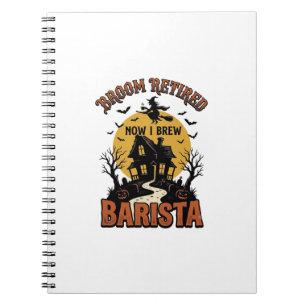 Halloween-Barista-Shirt Lustiger Hexen-Kaffee-Wort Notizblock