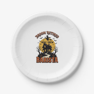 Halloween-Barista-Shirt Lustiger Hexen-Kaffee-Wort Pappteller