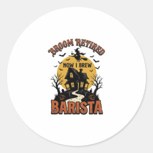 Halloween-Barista-Shirt Lustiger Hexen-Kaffee-Wort Runder Aufkleber