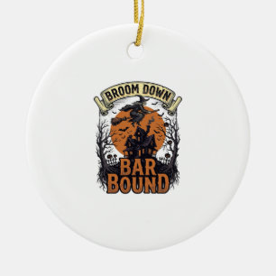 Halloween Barkeeper-Shirt Lustiger Hexenbesen Bar Keramik Ornament