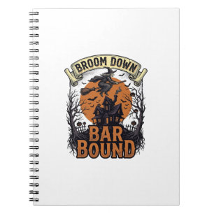 Halloween Barkeeper-Shirt Lustiger Hexenbesen Bar Notizblock