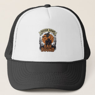 Halloween Barkeeper-Shirt Lustiger Hexenbesen Bar Truckerkappe