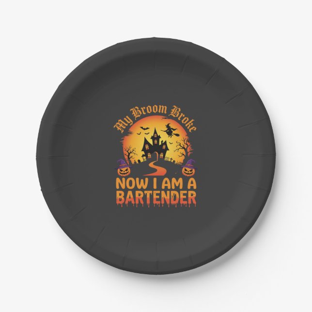 Halloween Barkeeper Spukhaus Hexe Kürbis De Pappteller (Vorderseite)