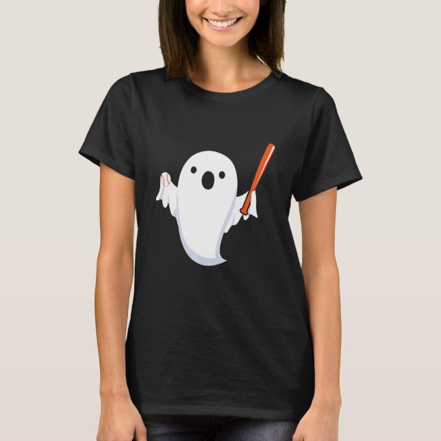 Halloween Baseball Ghost Baseball Player Halloween T-Shirt (Vorderseite)