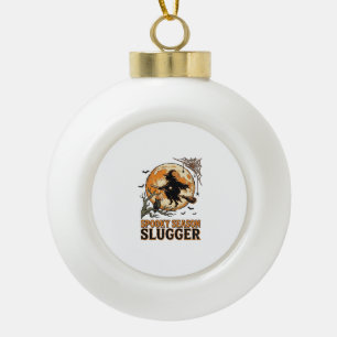 Halloween-Baseball-Hexe Vintage-Stich-Shirt_1 Keramik Kugel-Ornament