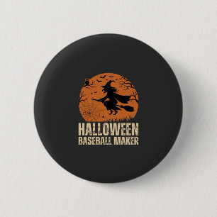 Halloween-Baseball-Macher Vintage-Hexen-Grafik Button