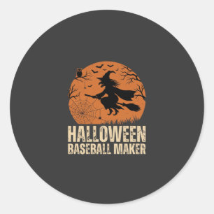 Halloween-Baseball-Macher Vintage-Hexen-Grafik Runder Aufkleber