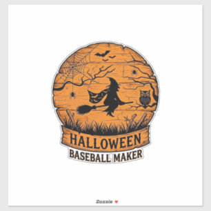 Halloween Baseball Maker Fliegende Hexe Holzmond Aufkleber