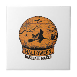 Halloween Baseball Maker Fliegende Hexe Holzmond  Fliese
