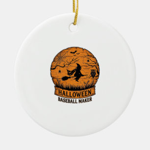 Halloween Baseball Maker Fliegende Hexe Holzmond Keramik Ornament