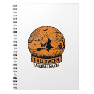 Halloween Baseball Maker Fliegende Hexe Holzmond Notizblock