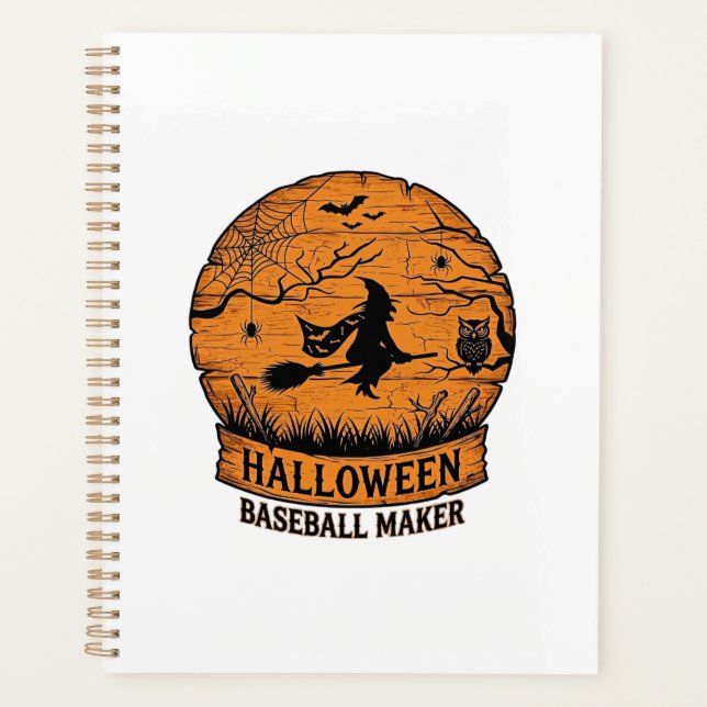 Halloween Baseball Maker Fliegende Hexe Holzmond  Planer (Vorderseite)