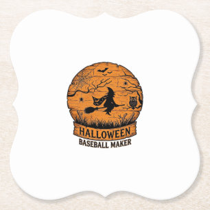Halloween Baseball Maker Fliegende Hexe Holzmond  Untersetzer