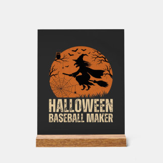 Halloween Baseball Maker Vintage Hexen Grafik Acrylschild