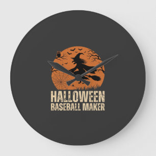 Halloween Baseball Maker Vintage Hexen Grafik Große Wanduhr