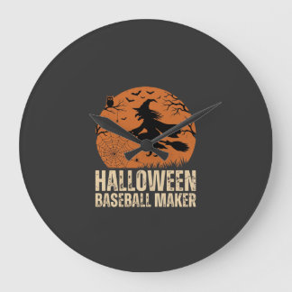 Halloween Baseball Maker Vintage Hexen Grafik Große Wanduhr