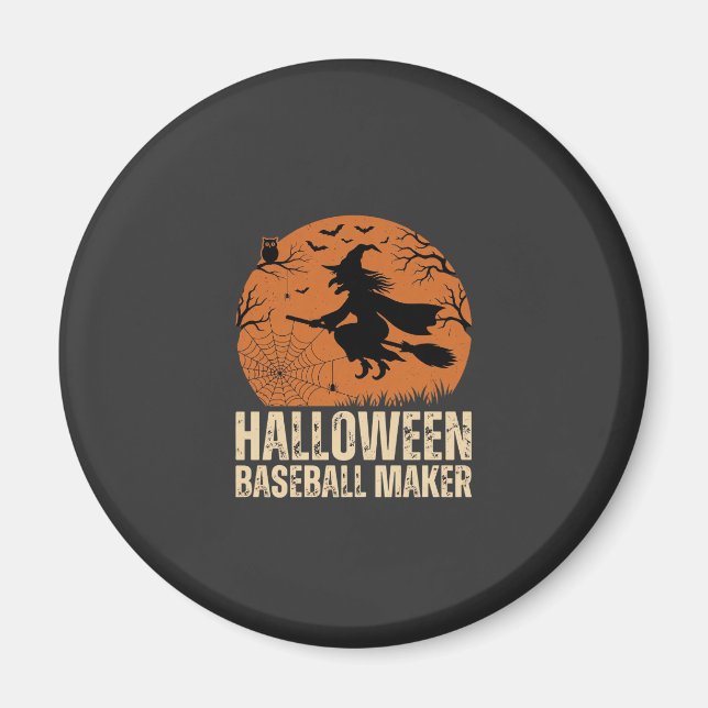 Halloween Baseball Maker Vintage Hexen Grafik Magnet (Vorne)