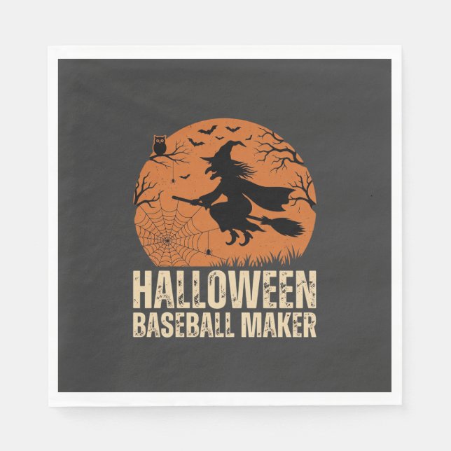 Halloween Baseball Maker Vintage Hexen Grafik Serviette (Vorderseite)