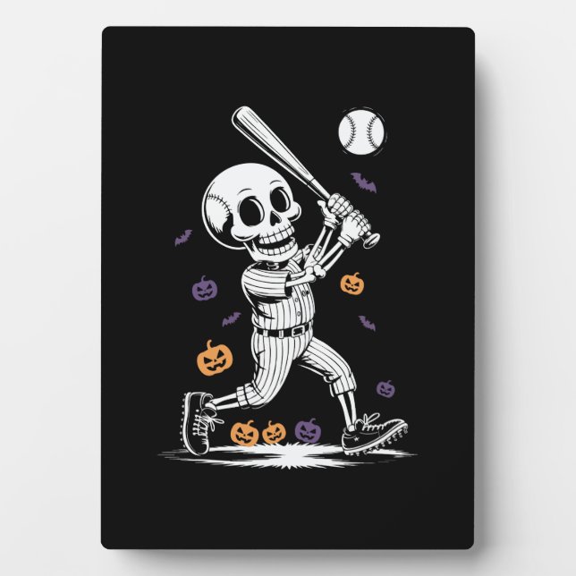 Halloween Baseball Skeleton Hitting Fotoplatte (Vorderseite)