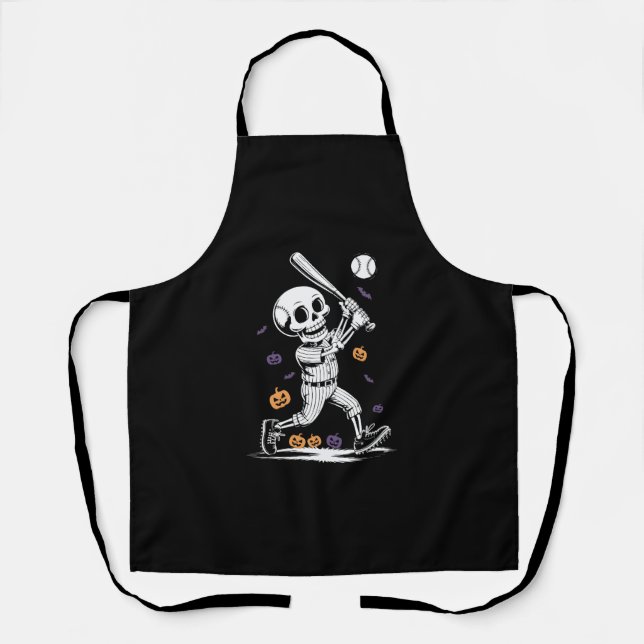 Halloween Baseball Skelett Schlägt Schürze (Vorderseite)