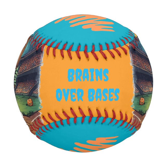 Halloween-Baseball, Zombie, Gehirne über Basen  Baseball (Vorderseite)
