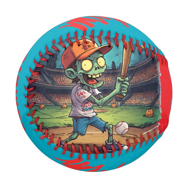 Halloween-Baseball, Zombie, Gehirne über Basen  Baseball (Vorderseite Links)