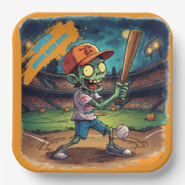Halloween Baseball, Zombie, Gehirne über Basen Pappteller