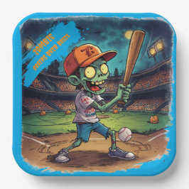 Halloween Baseball, Zombie, Gehirne über Basen Pappteller