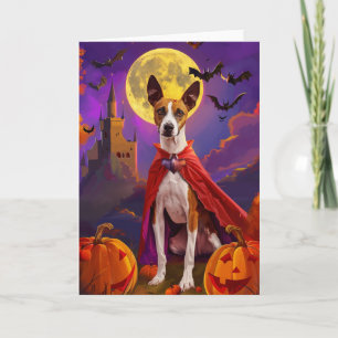 Halloween Basenji Dog Pumpkins Beängstigend Karte