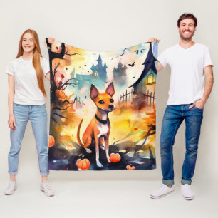 Halloween Basenji mit Pumpkins Beängstigend Fleecedecke