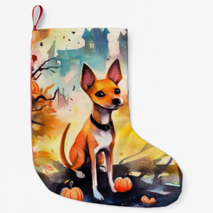 Halloween Basenji mit Pumpkins Beängstigend Kleiner Weihnachtsstrumpf