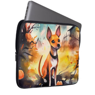 Halloween Basenji mit Pumpkins Beängstigend Laptopschutzhülle