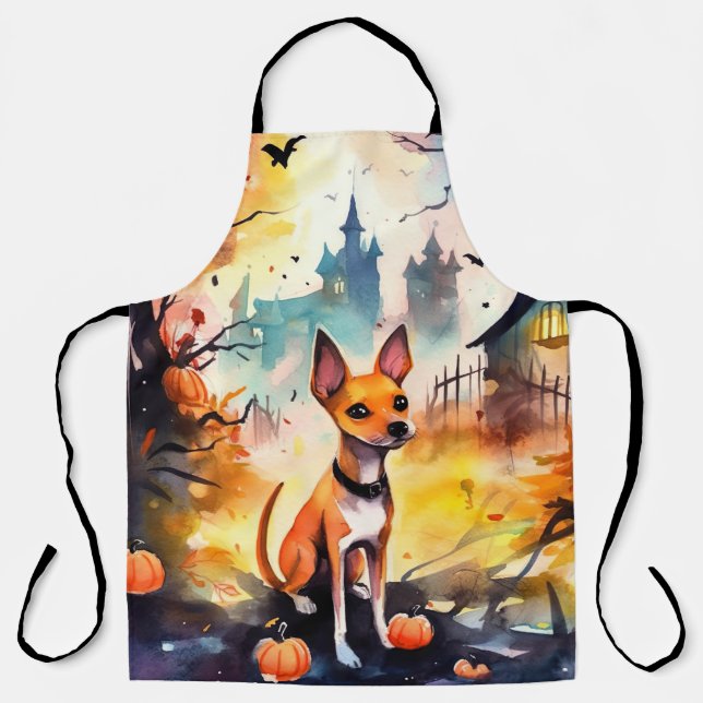 Halloween Basenji mit Pumpkins Beängstigend Schürze (Vorderseite)