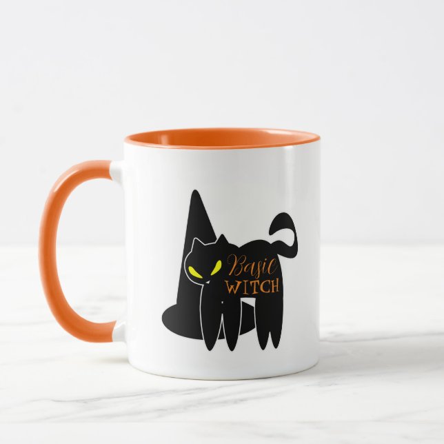 Halloween Basic Hexe Schwarze Katze   Tasse (Links)