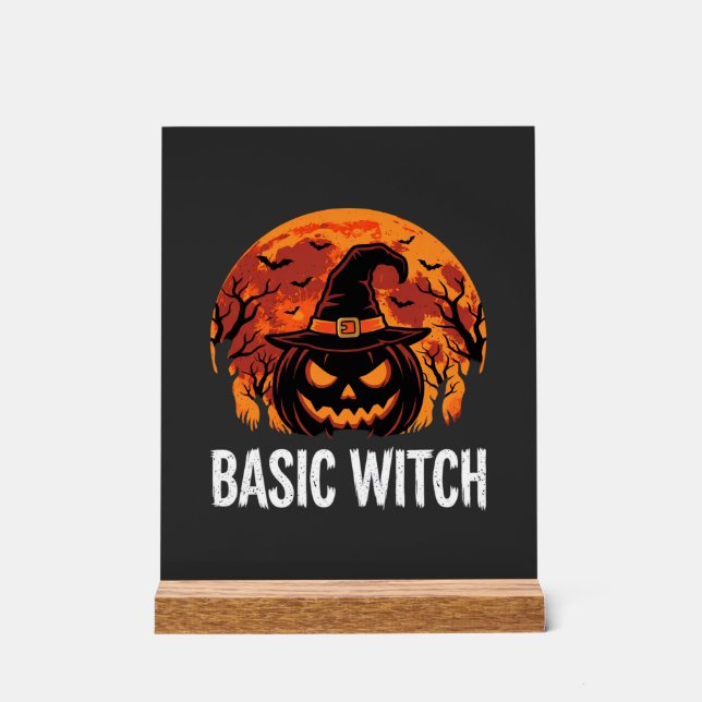 Halloween Basic Hexen-Kürbis-Mond-Grafik Acrylschild (Vorderseite)
