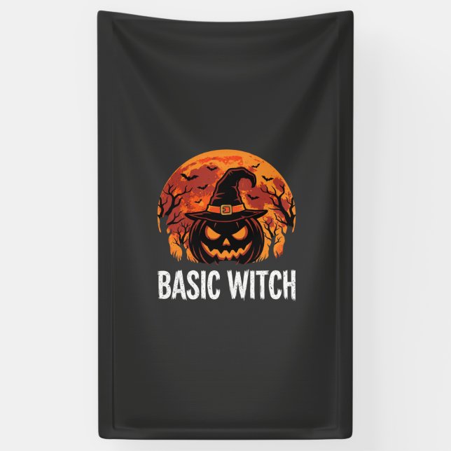 Halloween Basic Hexen-Kürbis-Mond-Grafik Banner (Vertikal)