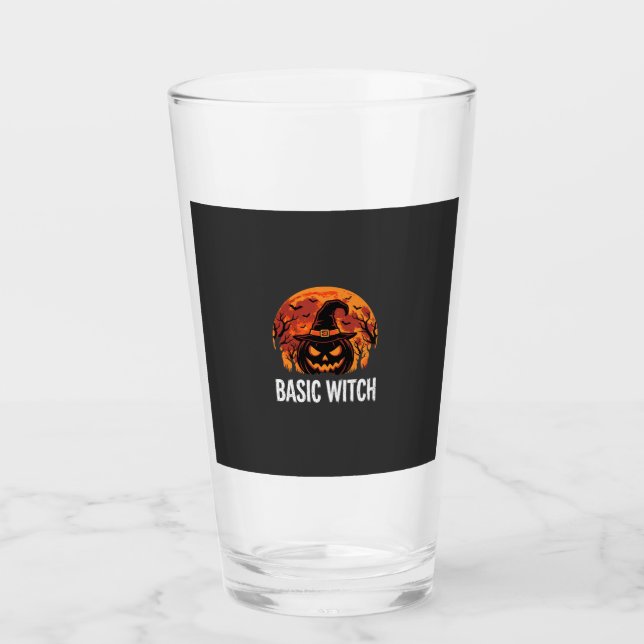 Halloween Basic Hexen-Kürbis-Mond-Grafik Glas (Vorderseite)