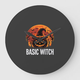 Halloween Basic Hexen-Kürbis-Mond-Grafik Große Wanduhr