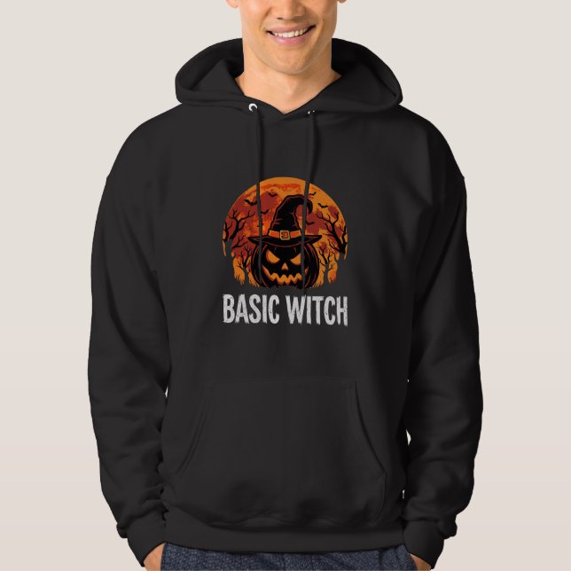 Halloween Basic Hexen-Kürbis-Mond-Grafik Hoodie (Vorderseite)