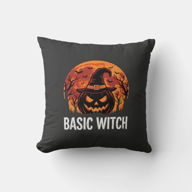 Halloween Basic Hexen-Kürbis-Mond-Grafik Kissen (Vorderseite)