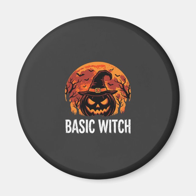 Halloween Basic Hexen-Kürbis-Mond-Grafik Magnet (Vorne)
