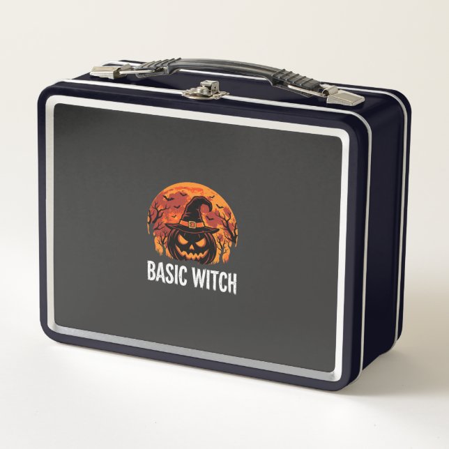 Halloween Basic Hexen-Kürbis-Mond-Grafik Metall Brotdose (Vorderseite)